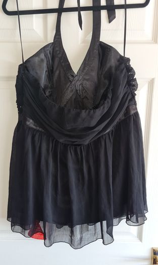 Black Chiffon & Diamante Top. Size 18. New