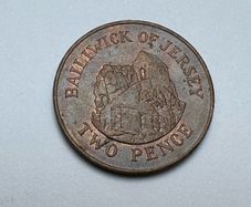 Old English Coin, 2 Pence 1989 Bailiwick of Jersey