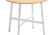 Dining table, industrial style, rounded design, stable up to 60 kg, 80 x 76H cm, Natural wood/White