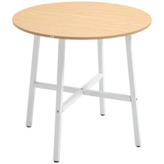 Dining table, industrial style, rounded design, stable up to 60 kg, 80 x 76H cm, Natural wood/White