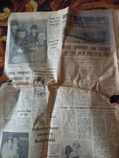 Vintage 1965 Evening Herald. Great for Framing (Showbands, Cinerama, classifieds, Ballyfermot)