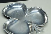 Vintage Irish sterling silver shamrock / clover trinket dish, fully hallmarked Dublin.