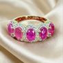 Silver Harry Ivens Designer Ring   925 Gold Plated Silver  Natural Zambian Rubies  White Zircons Image 3