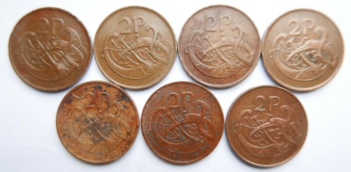 Vintage- Ireland, 2 Pence Bronze Coins