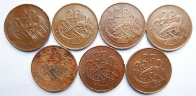 Vintage- Ireland, 2 Pence Bronze Coins