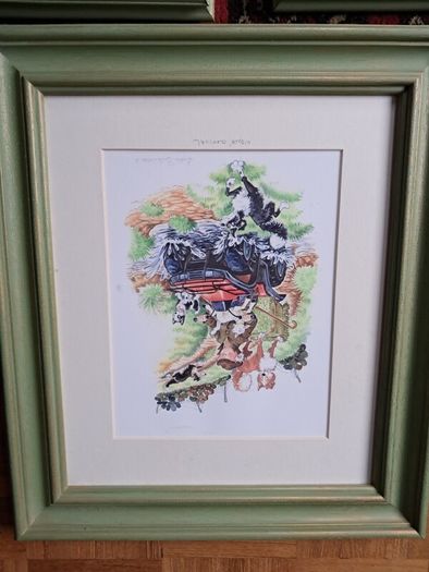 Beautiful Set of 3 Framed "Country Comicals" Prints by Linda Birkinshaw