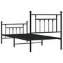 Metal Bed Frame without Mattress with Footboard Black 90x200cm Image 7