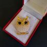 Owl Brooch Shawl Pin Badge Vintage Style Faux Pearls Bird Brooch Brown Owl Broach Image 2