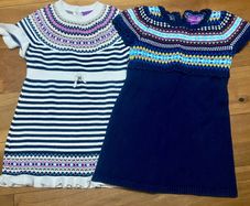 Shrinking Violet Girl's Navy White Knitted Dress 100%cotton