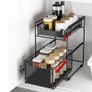 BRAND NEW Under The Kitchen Sink Storage Rack Drawer Type Can Be Pushed And Pulled Under The Cabinet Telescopic Double Shelf Image 2