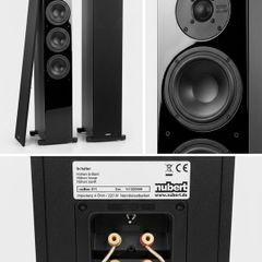 Pair of Nubert nuBox 511 floorstanding speakers in black.