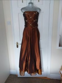 Occasion Dress Debs Wedding Bridesmaid Two Piece Bodice & Skirt Chocolate Bronze - Size 10/12