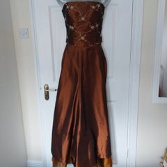 Occasion Dress Debs Wedding Bridesmaid Two Piece Bodice & Skirt Chocolate Bronze - Size 10/12