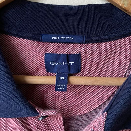 GANT Mens 4 Color Oxford Polo Shirt Pink Navy Contrast Trim Size 3XL