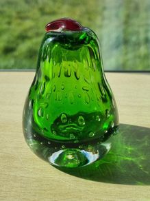 Murano -style  glass paperweight in the shape of a pear,