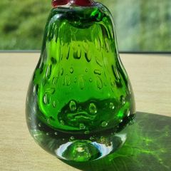 Murano -style  glass paperweight in the shape of a pear,