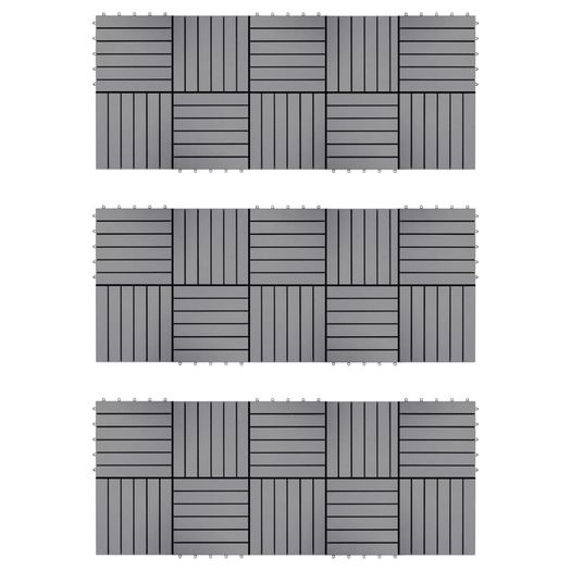Decking Tiles 30 pcs Grey Wash 30x30 cm Solid Acacia Wood