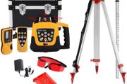 Rotary Laser Level Kit, 360 Degree Automatic Self Leveling Red Beam Horizontal Laser Transit, with Aluminum Tripod &amp; Grade Rod, 500m