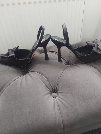black satin heels (free postage)