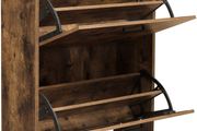 Shoe cabinet with 2 compartments, Hallway cabinet, adjustable divider, 12 pairs of women's shoes or 8 men's shoes, 60 x 24 x 83.5 cm, industrial style, Rustic brown