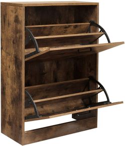 Shoe cabinet with 2 compartments, Hallway cabinet, adjustable divider, 12 pairs of women's shoes or 8 men's shoes, 60 x 24 x 83.5 cm, industrial style, Rustic brown
