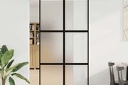 Sliding Door with Hardware Set 76x205 cm Tempered Glass&amp;Aluminiu