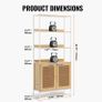 Rattan Bookshelf, Ladder Shelf with 2 Doors, Rectangle Freestanding Open Storage Bookcase Image 3