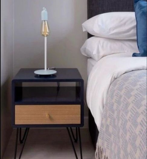 Bedside Tables x 2 Navy/Oak
