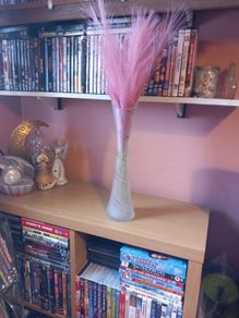 vase and pink pampas grass