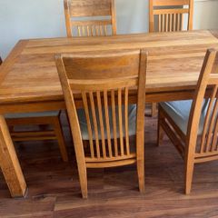 Solid oak table & chairs