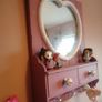rustic heart shaped mirror with shelf, drawers and hooks Image 2