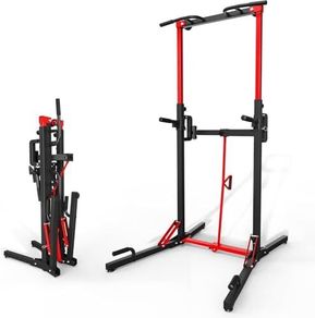 Power Tower Pull Up Bar Station&Assistance Machine,Multi-Function Adjustable Height Foldable Dip Station for Home Gym Workout, Heavy Duty Strength Training Fitness Equipment 360/400/600LBS