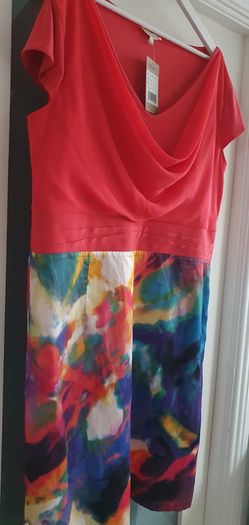 NASS Designed in Ireland block multi printed cowl neck dress Sz 22 UK - Bnwt Rrp 99 Sterling