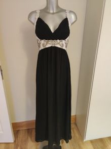 Cotton Club black evening occasion maxi dress size UK10 EU38 Perfect condition Postage included