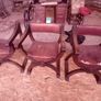 3 Antique X-Frame Oak Armchairs Image 6
