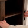 Cabinet 90 cm 3 shelves 2 tambour doors dark oak Image 2