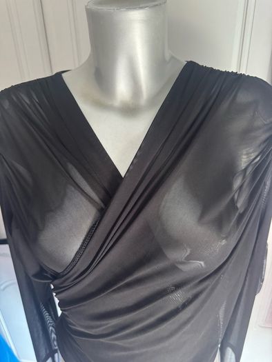 Shein black mesh wrap long sleeve blouse size UK10/12 Perfect condition Postage included