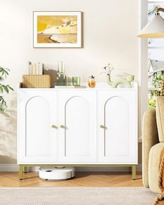 Sideboard, Storage Cabinet, Kitchen Cabinet 3 Doors, Adjustable Shelves