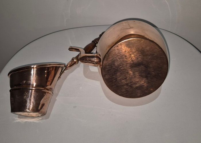 Beautiful Vintage Copper Kettle & Antique Handmade Dovetailed Ladle Set
