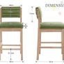 Set of 2 Velvet Bar Stools for Kitchens Vintage Bar Stools Counter Stools with Solid Wood Legs for Dining Room Living Room (Green) Image 2