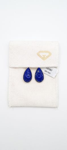 Silver And Lapis Earrings Like New With COA