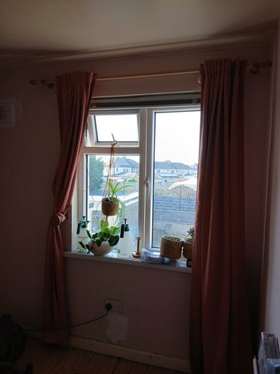 pink curtains
