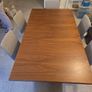 Dining table & 6 chairs - L175cm x W100cm extendable to 275cm. Brushed stainless steel central base with 6 Skovby Walnut chairs. Perfect condition. Downsizing. Image 3