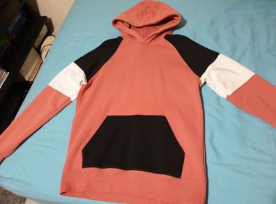 pull and bear black white salmon pink small medium hoodie