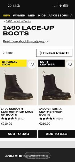 Dr. Martens 1490 Leather Boots UK 7 (EU 41)