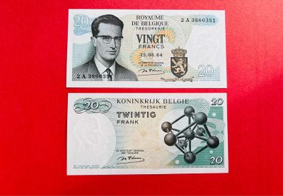 Belgium  20  Francs   1964. Pick  138  ( Uncirculated )