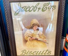 Vintage 1910's original Jacob & Cos Biscuits framed showcard