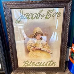 Vintage 1910's original Jacob & Cos Biscuits framed showcard