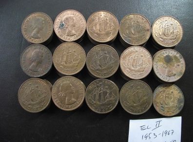 Great Britain. Elizabeth II. 72 coins x half penny (1953-1967) Nice Condition!