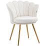 Shell chair vanity chair velvet salon chair with golden metal legs cream Image 7